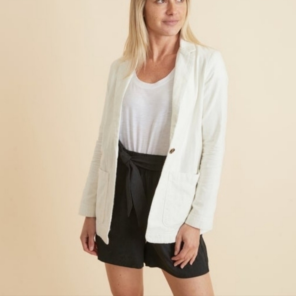 Marine Layer Women's Huntington Double Cloth Blazer Natural